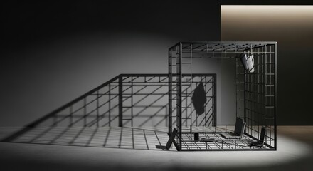 Modern tech devices in a minimalist grid with dramatic shadows