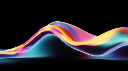 Bright colorful waves of light flow gracefully across a deep black background showcasing a dynamic interplay of colors and shapes. The vibrant hues create an eye catching visual experience.