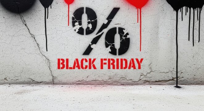 Black Friday sale message graffiti on cracked wall - Powered by Adobe