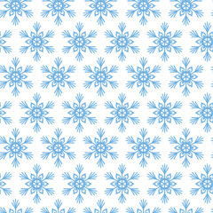 Winter seamless pattern with snowflakes, holiday background. Vector illustration for fabric, textile wallpaper, posters, gift wrapping paper. Christmas vector illustration. Falling snow.