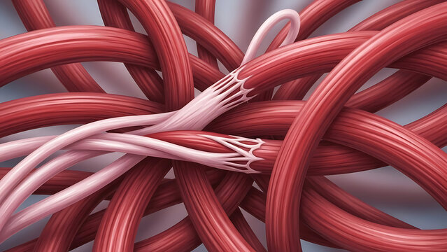Close up of muscle fibers and connective tissue illustration.