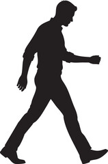 Man Walking Side Profile Silhouette: Person Striding Forward, Movement, Businessman Vector