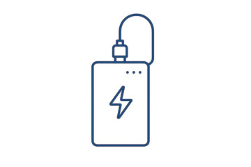 Obraz premium Power bank charging outline icon, isolated on transparent background.