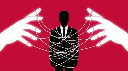 Figure Tied With Strings Indicating Control And Manipulation