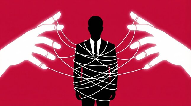 Figure Tied With Strings Indicating Control And Manipulation