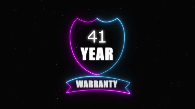 neon 41 year warranty concept on the transparent background. Badges Design Animation Motion graphics of warranty idea. Warranty Stamp Imprint Seal Template. Round Rubber Stamp with , 4k video 