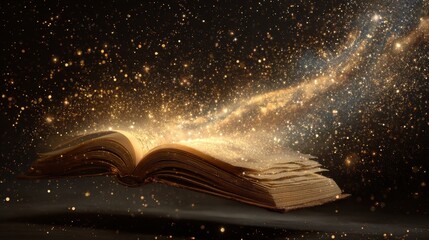 An Ancient Tome Unleashes a River of Golden Magic and Starlight into the Darkness.