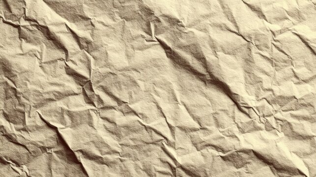 Textured crumpled paper surface background in light brown color ideal for artistic projects, scrapbooking, or vintage-themed designs and creative concepts - Powered by Adobe