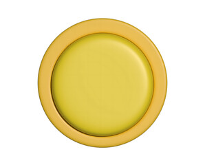 3D Gold Coin/Yellow Circular Button on Transparent Background. Ideal for UI/UX Design, Websites, Apps or Product Branding.