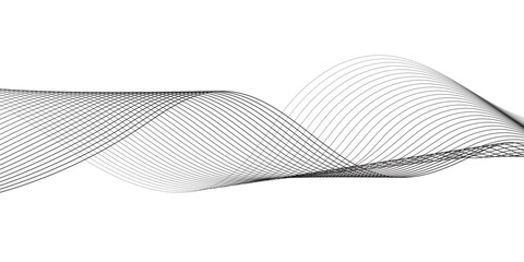 Abstract Smooth white wave digital geometric Technology, data science frequency gradient lines on transparent background. Undulate Grey Wave Swirl, frequency sound wave, twisted curve lines.