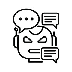 Chatbot head icon with speech bubbles for modern AI driven communication apps