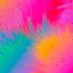 Vibrant abstract paint splash with bright pink blue yellow and orange colors