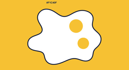 Stylized fried egg illustration with a playful design and bright yellow color scheme