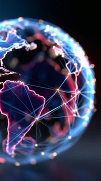 Global Connections: A mesmerizing digital representation of the Earth, adorned with a luminous network of interconnected lines, symbolizing the seamless flow of data across continents.