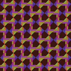 Seamless geomatrical artwork. Abstract Geometric Interlocking Shapes in Vibrant Colors. Design used for fabric, fashion, wallpapers, backgrounds, textiles print, flooring, pottery, and covers.