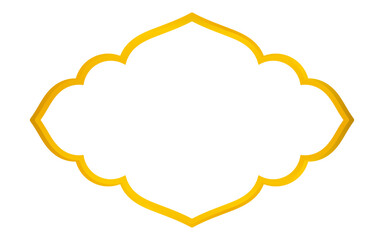 Islamic golden ornamental badge frame &ndash; A radiant gold Islamic frame, suited for labels, luxury branding, Ramadan promotions, Eid greetings, and refined religious designs