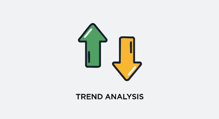 A vector illustration depicts upward and downward arrows, symbolizing trend analysis and market fluctuations, against a clean, light background, ideal for business and financial concepts.
