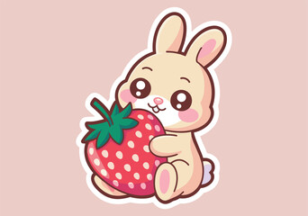 Easter Bunny Kawaii Style Clipart, Cute Easter Bunny Vector Illustration