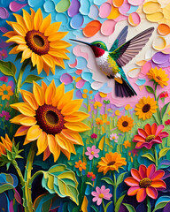 Naklejka premium Flowers and birds