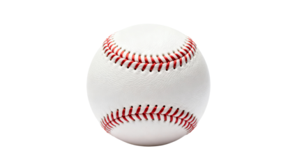 Baseball with bright white leather and red stitching placed on a clean background showcasing its classic design