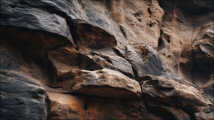 Natural rugged rock formations with texture, shadows, and earthy tones, perfect for backgrounds, designs, and nature-themed projects and artwork.