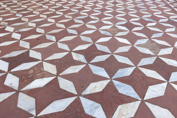Detail des Fußbodenmusters im Taj Mahal in Agra, Indien