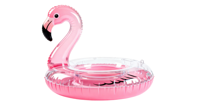 Colorful pink flamingo pool float for summer fun by the water