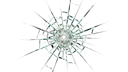 Broken glass icon depicting a fractured surface with sharp edges and intricate patterns created by the cracks