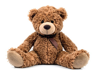 Fototapeta premium Light brown teddy bear white isolated generative AI