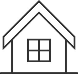 Home icon with line art and construction, real-estate, house, building, architecture.