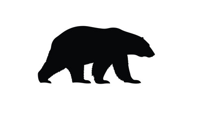 Obraz premium A simple black silhouette of a large walking bear, a powerful vector graphic illustration isolated on a white background, concept 109.eps