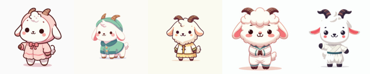 cute goat vector in cute costume