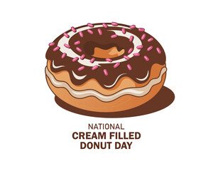 Delicious chocolate glazed donut with cream filling celebrates national cream filled donut day