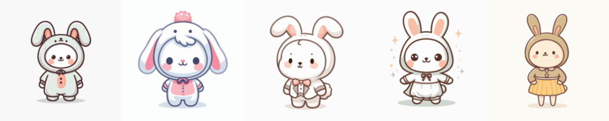 cute rabbit vector in cute costume