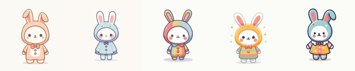 cute rabbit vector in cute costume