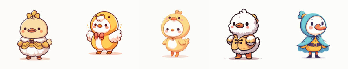 cute duck vector in cute costume