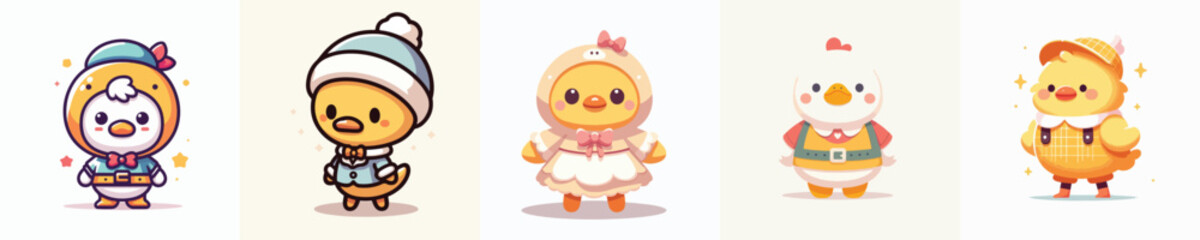 cute duck vector in cute costume