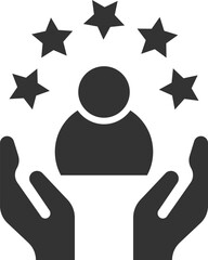 Trust icon and star icon set with hands