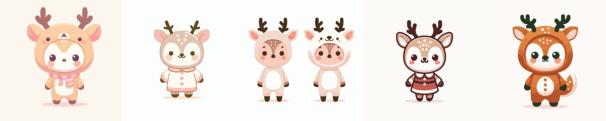 cute deer vector dressed in cute clothes