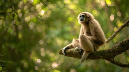 Serene gibbon portrait tranquil rainforest wildlife wallpaper calm animal nature photography peaceful scene