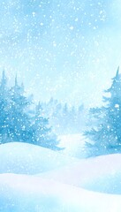 Obraz premium Festive winter watercolor scene snow-covered hills joyful Christmas holiday design prints cards invitations