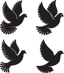 Obraz premium Simple Dove Icon Collection for Religious or Memorial Design