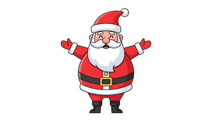 Cartoon Santa Claus with red suit black belt  big smile Hes standing with open arms
