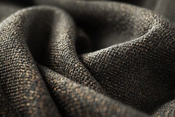 Dark Textured Fabric Folds - Abstract Macro Shot with Subtle Light Play.
