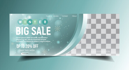 New winter season sale promotion square banner,  Winter brand collection advertising social media cover template