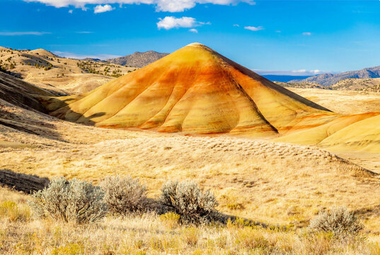 Scenic Overlook at Painted Hills of John Day Fossil Beds National Monument at Sunset
