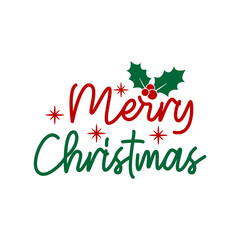 Merry Christmas typography clip art design on plain white transparent isolated background for card, shirt, hoodie, sweatshirt, apparel, card, tag, mug, icon, poster or badge