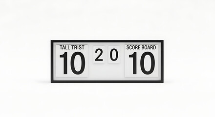 Close up of a scoreboard showing tall trist at ten and the score board also at ten and twenty ai generated