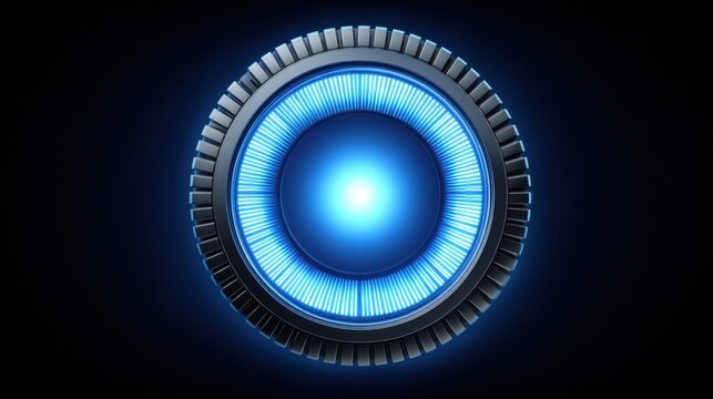 Futuristic Circular Interface with Blue Light and Radiating Lines for Digital Technology Background or User Interface Design Concepts