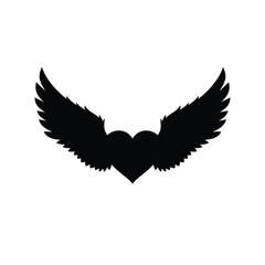 Obraz premium Black heart with spread wings silhouette